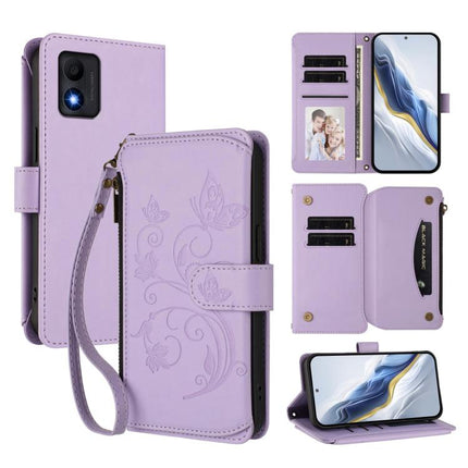 Butterfly Love Flower Multi-card Zipper Wallet Leather Phone Case, For TCL Stylus 5G, For TCL 303, For TCL 30T / T603DL
