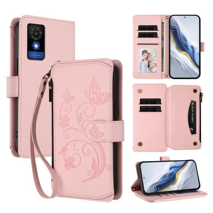 Butterfly Love Flower Multi-card Zipper Wallet Leather Phone Case, For TCL 50 SE / 40 NxtPaper 4G, For TCL 501 / Vodafone Smart M25, For TCL 505 / T509K / T5094