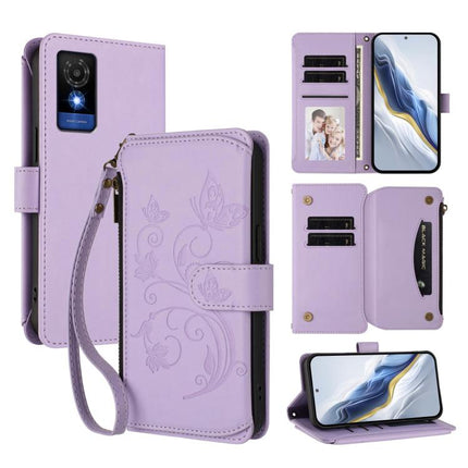 Butterfly Love Flower Multi-card Zipper Wallet Leather Phone Case, For TCL 50 SE / 40 NxtPaper 4G, For TCL 501 / Vodafone Smart M25, For TCL 505 / T509K / T5094