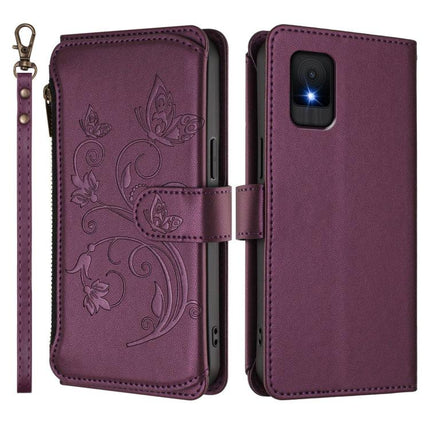 Butterfly Love Flower Multi-card Zipper Wallet Leather Phone Case, For TCL 502, For TCL 40 SE, For TCL 403 / Vodafone Smart M23