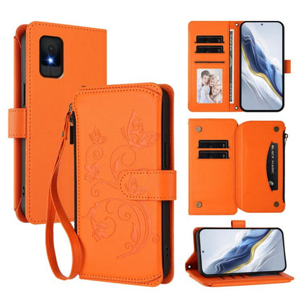 Butterfly Love Flower Multi-card Zipper Wallet Leather Phone Case, For TCL 502, For TCL 40 SE, For TCL 403 / Vodafone Smart M23