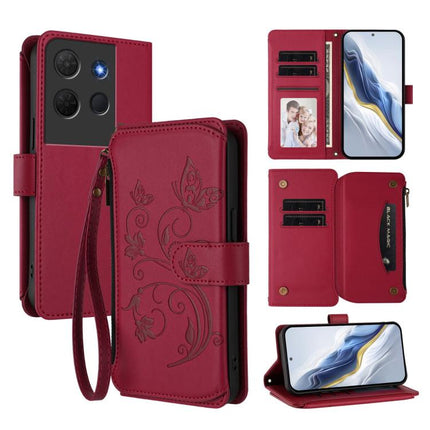 Butterfly Love Flower Multi-card Zipper Wallet Leather Phone Case, For TCL 60R, For TCL 503, For TCL 50 5G / 50 XE NxtPaper 5G