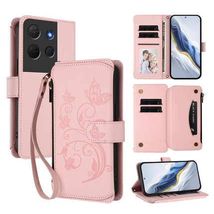 Butterfly Love Flower Multi-card Zipper Wallet Leather Phone Case, For TCL 60R, For TCL 503, For TCL 50 5G / 50 XE NxtPaper 5G