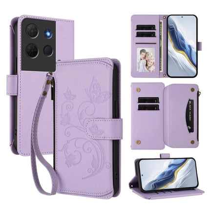 Butterfly Love Flower Multi-card Zipper Wallet Leather Phone Case, For TCL 60R, For TCL 503, For TCL 50 5G / 50 XE NxtPaper 5G