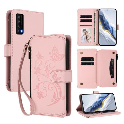 Butterfly Love Flower Multi-card Zipper Wallet Leather Phone Case, For TCL Stylus 5G, For TCL 303, For TCL 30T / T603DL