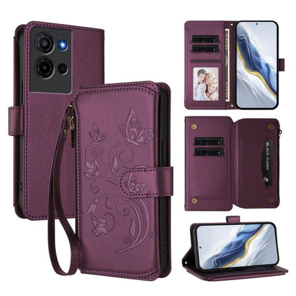 Butterfly Love Flower Multi-card Zipper Wallet Leather Phone Case, For TCL K70 Power 4G / K70 4G, For TCL NxtPaper 70 Pro 5G, For TCL K32 5G / K33 5G