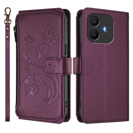 Butterfly Love Flower Multi-card Zipper Wallet Leather Phone Case, For TCL K70 Power 4G / K70 4G, For TCL NxtPaper 70 Pro 5G, For TCL K32 5G / K33 5G