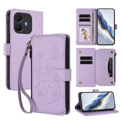 Butterfly Love Flower Multi-card Zipper Wallet Leather Phone Case, For TCL K70 Power 4G / K70 4G, For TCL NxtPaper 70 Pro 5G, For TCL K32 5G / K33 5G
