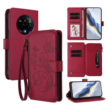 Butterfly Love Flower Multi-card Zipper Wallet Leather Phone Case, For Realme 14 Pro 5G India, For Realme GT 7 Pro 5G / GT7 Pro Racing, For Realme C63 5G Global