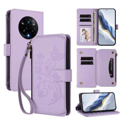 Butterfly Love Flower Multi-card Zipper Wallet Leather Phone Case, For Realme C75 4G Global / 14x 5G India, For Realme 14 Pro+ 5G, For Realme 14 Pro+ 5G Global