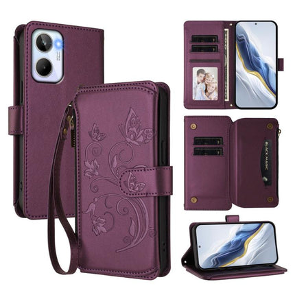 Butterfly Love Flower Multi-card Zipper Wallet Leather Phone Case, For Realme 10 Pro 5G, For Realme 10 Pro+ 5G, For Realme 10 4G Global