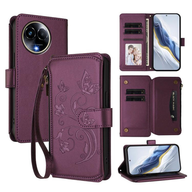 Butterfly Love Flower Multi-card Zipper Wallet Leather Phone Case, For Realme 11 5G Global / C67 5G India, For Realme 11 4G Global, For Realme GT5 240W / GT5 5G