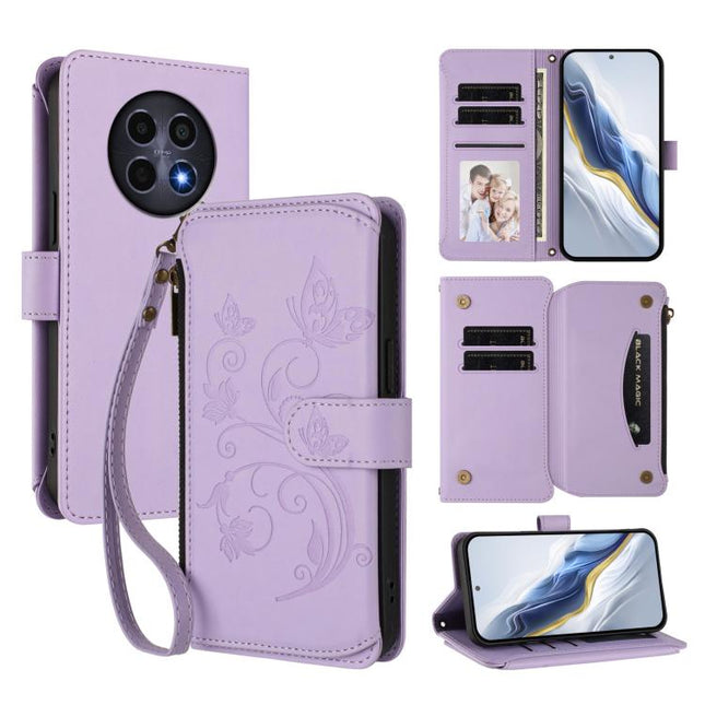 Butterfly Love Flower Multi-card Zipper Wallet Leather Phone Case, For Realme 13 / 12 / 12x / C65 5G Global, For Realme 13 / 12 4G / P1 5G Global, For Realme C63 / C61 / Note 60 4G Global