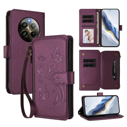 Butterfly Love Flower Multi-card Zipper Wallet Leather Phone Case, For Realme 13 / 12 / 12x / C65 5G Global, For Realme 13 / 12 4G / P1 5G Global, For Realme C63 / C61 / Note 60 4G Global