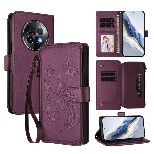 Butterfly Love Flower Multi-card Zipper Wallet Leather Phone Case, For Realme 13+ 5G Global, For Realme 13 Pro / 13 Pro+ 5G Global, For Realme GT 6 5G / GT 6T 5G Global