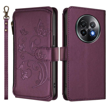 Butterfly Love Flower Multi-card Zipper Wallet Leather Phone Case, For Realme 13+ 5G Global, For Realme 13 Pro / 13 Pro+ 5G Global, For Realme GT 6 5G / GT 6T 5G Global