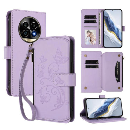 Butterfly Love Flower Multi-card Zipper Wallet Leather Phone Case, For Realme 13+ 5G Global, For Realme 13 Pro / 13 Pro+ 5G Global, For Realme GT 6 5G / GT 6T 5G Global