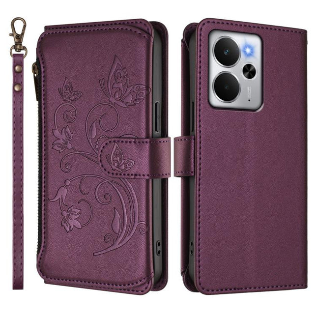 Butterfly Love Flower Multi-card Zipper Wallet Leather Phone Case, For Realme 14 / P3 / 14T 5G Global, For Realme P3 Ultra 5G Global, For Realme P3 Pro 5G Global