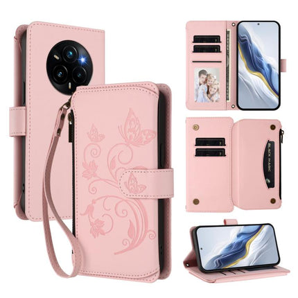 Butterfly Love Flower Multi-card Zipper Wallet Leather Phone Case, For Realme C75 4G Global / 14x 5G India, For Realme 14 Pro+ 5G, For Realme 14 Pro+ 5G Global