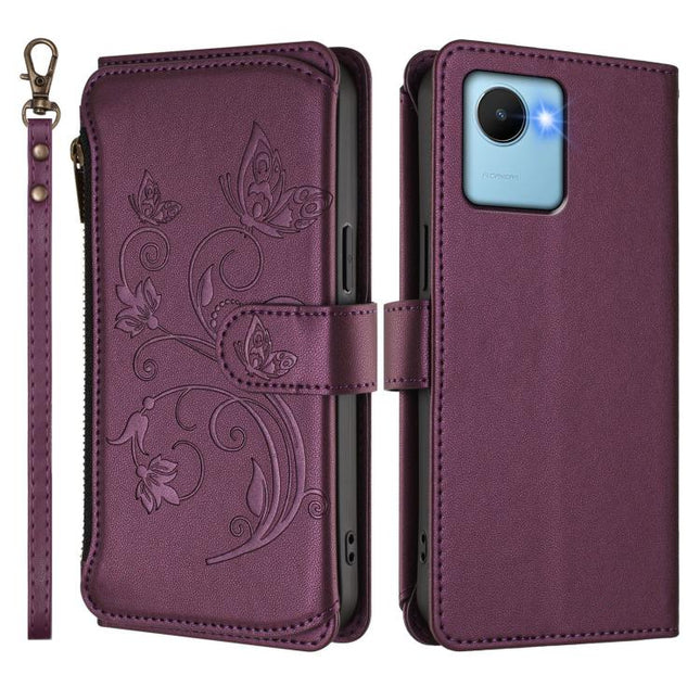 Butterfly Love Flower Multi-card Zipper Wallet Leather Phone Case, For Realme C30 4G / C30s / Narzo 50i, For Realme GT Neo 3T, For Realme 9 Pro+ 5G / Narzo 50 Pro 5G