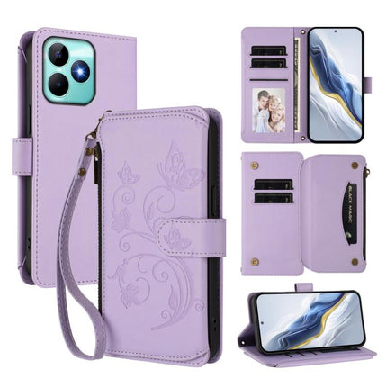 Butterfly Love Flower Multi-card Zipper Wallet Leather Phone Case, For Realme C67 4G / 12 Lite 4G Global, For Realme 12 Pro / 12 Pro+ / P1 Pro 5G, For Realme C53 / C51 4G Global