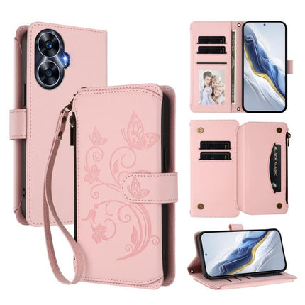 Butterfly Love Flower Multi-card Zipper Wallet Leather Phone Case, For Realme Narzo 60 Pro, For Realme C65 4G Global, For Realme C55 4G Global / Narzo N55