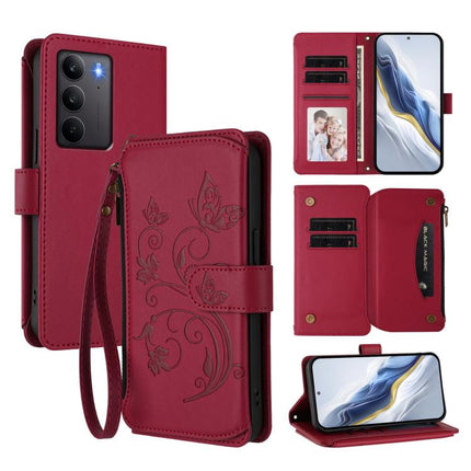 Butterfly Love Flower Multi-card Zipper Wallet Leather Phone Case, For Realme C75 4G Global / 14x 5G India, For Realme 14 Pro+ 5G, For Realme 14 Pro+ 5G Global