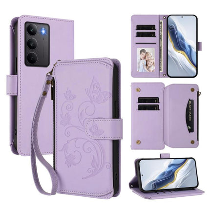Butterfly Love Flower Multi-card Zipper Wallet Leather Phone Case, For Realme C75 4G Global / 14x 5G India, For Realme 14 Pro+ 5G, For Realme 14 Pro+ 5G Global
