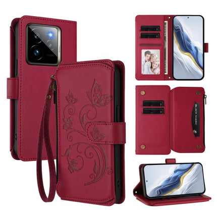 Butterfly Love Flower Multi-card Zipper Wallet Leather Phone Case, For Realme 14 Pro 5G India, For Realme GT 7 Pro 5G / GT7 Pro Racing, For Realme C63 5G Global