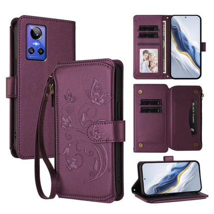 Butterfly Love Flower Multi-card Zipper Wallet Leather Phone Case, For Realme V23 / Narzo 50, For Realme GT Neo 3, For Realme 9 5G India