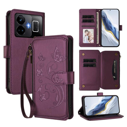 Butterfly Love Flower Multi-card Zipper Wallet Leather Phone Case, For Realme C33 2023 / 2022, For Realme 10T 5G / 10S 5G, For Realme GT3 5G /  GT Neo 5 240W