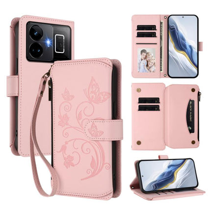 Butterfly Love Flower Multi-card Zipper Wallet Leather Phone Case, For Realme C33 2023 / 2022, For Realme 10T 5G / 10S 5G, For Realme GT3 5G /  GT Neo 5 240W