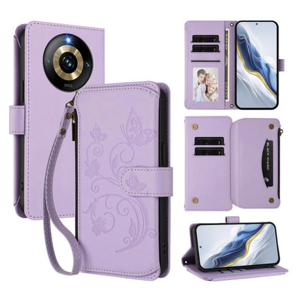 Butterfly Love Flower Multi-card Zipper Wallet Leather Phone Case, For Realme Narzo 60 Pro, For Realme C65 4G Global, For Realme C55 4G Global / Narzo N55