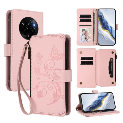 Butterfly Love Flower Multi-card Zipper Wallet Leather Phone Case, For Realme C83 India / C85 / 15X, For Realme Narzo 80 Pro, For Realme P4 Pro 5G