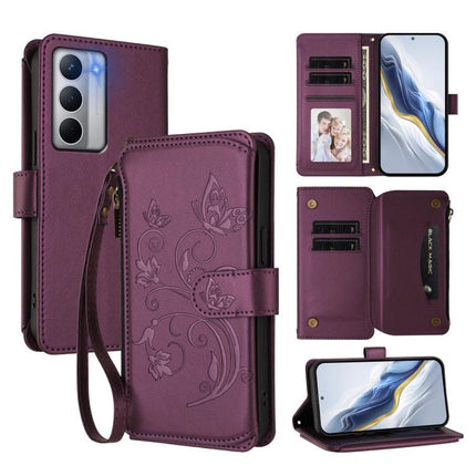 Butterfly Love Flower Multi-card Zipper Wallet Leather Phone Case, For Realme GT 7 5G India, For Realme V70 5G / 14x Global / C75 5G, For Realme Narzo 80x