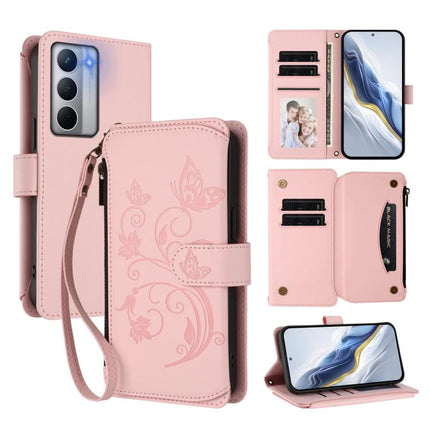 Butterfly Love Flower Multi-card Zipper Wallet Leather Phone Case, For Realme GT 7 5G India, For Realme V70 5G / 14x Global / C75 5G, For Realme Narzo 80x
