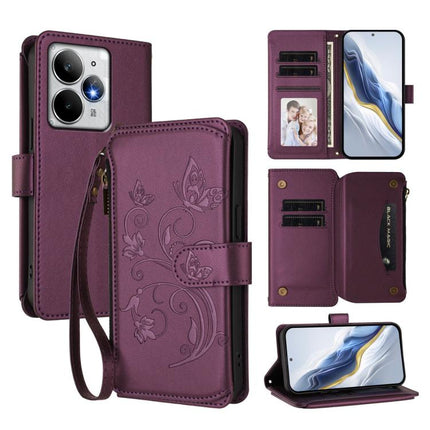 Butterfly Love Flower Multi-card Zipper Wallet Leather Phone Case, For Realme 15 5G / 15 Pro 5G, For Realme C71 4G Global, For Realme Neo7 Turbo