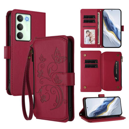 Butterfly Love Flower Multi-card Zipper Wallet Leather Phone Case, For Realme GT 7 5G India, For Realme V70 5G / 14x Global / C75 5G, For Realme Narzo 80x