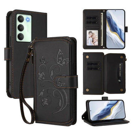 Butterfly Love Flower Multi-card Zipper Wallet Leather Phone Case, For Realme GT 7 5G India, For Realme V70 5G / 14x Global / C75 5G, For Realme Narzo 80x