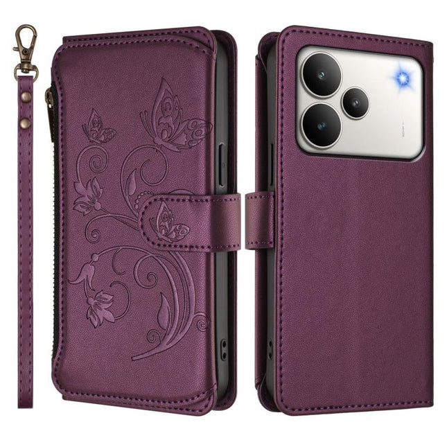 Butterfly Love Flower Multi-card Zipper Wallet Leather Phone Case, For Realme P4 5G, For Realme 15T 5G Global, For Realme C71 4G India