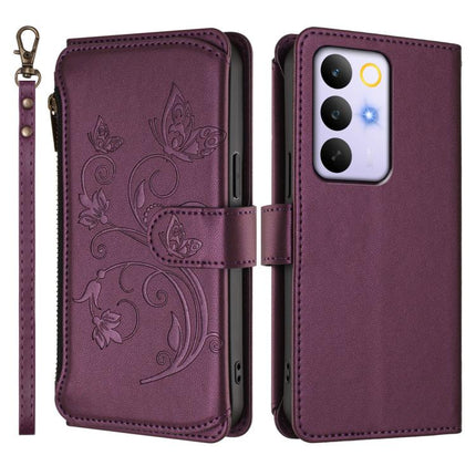 Butterfly Love Flower Multi-card Zipper Wallet Leather Phone Case, For Realme C83 India / C85 / 15X, For Realme Narzo 80 Pro, For Realme P4 Pro 5G