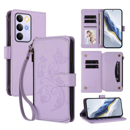 Butterfly Love Flower Multi-card Zipper Wallet Leather Phone Case, For Realme C83 India / C85 / 15X, For Realme Narzo 80 Pro, For Realme P4 Pro 5G