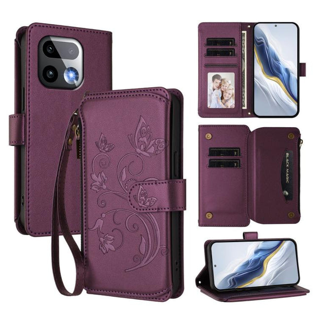 Butterfly Love Flower Multi-card Zipper Wallet Leather Phone Case, For Realme 16 Pro+ 5G Global, For Realme 16 Pro 5G Global, For Realme Note 70 4G / 70T 4G