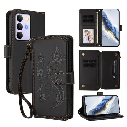 Butterfly Love Flower Multi-card Zipper Wallet Leather Phone Case, For Realme P4x 5G / OnePlus Nord CE6 Lite, For Realme 16T 5G Global, For Realme C100 / C85 5G Global / 15X 5G