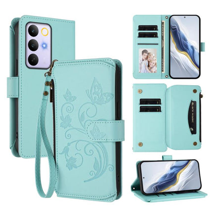 Butterfly Love Flower Multi-card Zipper Wallet Leather Phone Case, For Realme P4x 5G / OnePlus Nord CE6 Lite, For Realme 16T 5G Global, For Realme C100 / C85 5G Global / 15X 5G