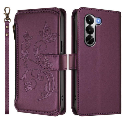 Butterfly Love Flower Multi-card Zipper Wallet Leather Phone Case, For Realme P4x 5G / OnePlus Nord CE6 Lite, For Realme 16T 5G Global, For Realme C100 / C85 5G Global / 15X 5G
