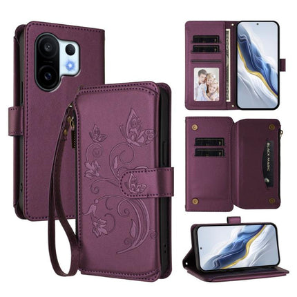 Butterfly Love Flower Multi-card Zipper Wallet Leather Phone Case, For vivo S30 Pro mini, For vivo S30, For vivo X200s