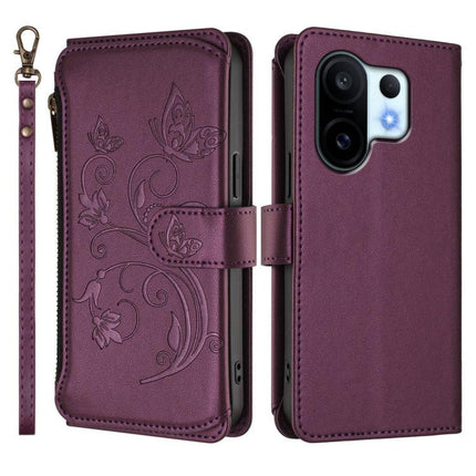 Butterfly Love Flower Multi-card Zipper Wallet Leather Phone Case, For vivo S30 Pro mini, For vivo S30, For vivo X200s