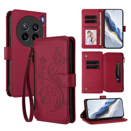 Butterfly Love Flower Multi-card Zipper Wallet Leather Phone Case, For vivo S30 Pro mini, For vivo S30, For vivo X200s