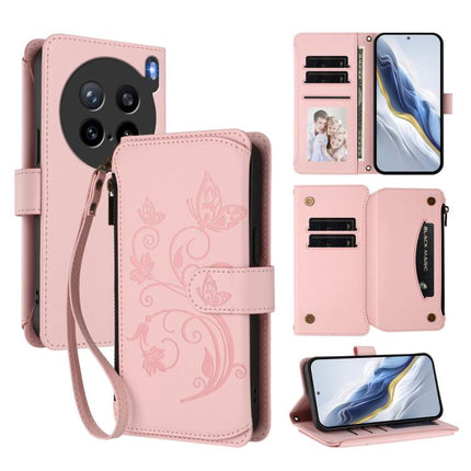 Butterfly Love Flower Multi-card Zipper Wallet Leather Phone Case, For vivo S30 Pro mini, For vivo S30, For vivo X200s